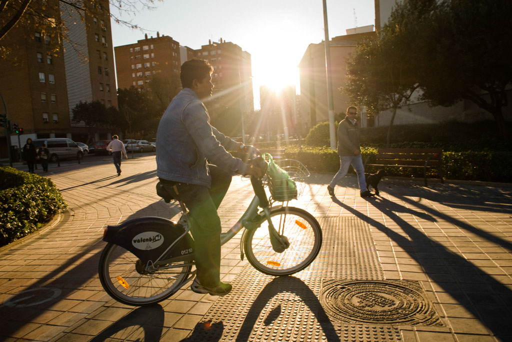 Valencia, Spain. Valencia has adopted a public bike rental system.